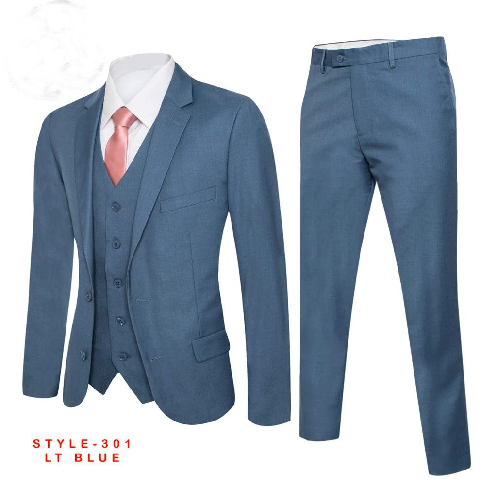 Men's Blue Solid Suit Slim Fit (3 PCS)