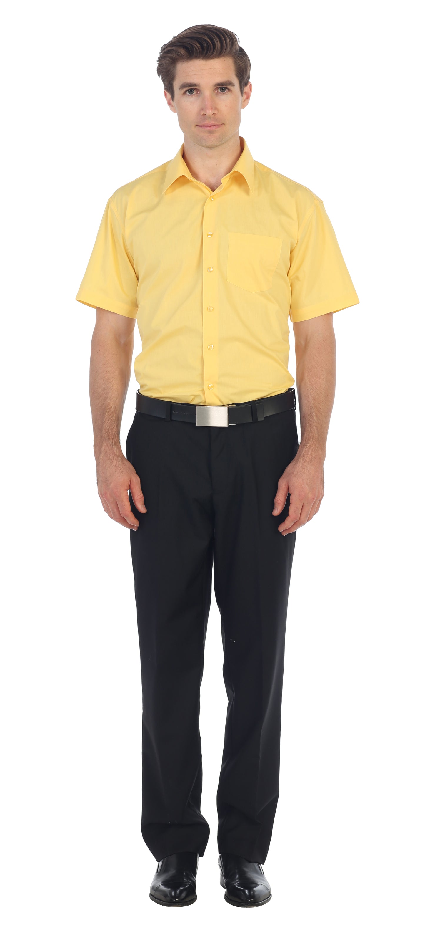 Men's Short Sleeve Solid Dress Shirt
