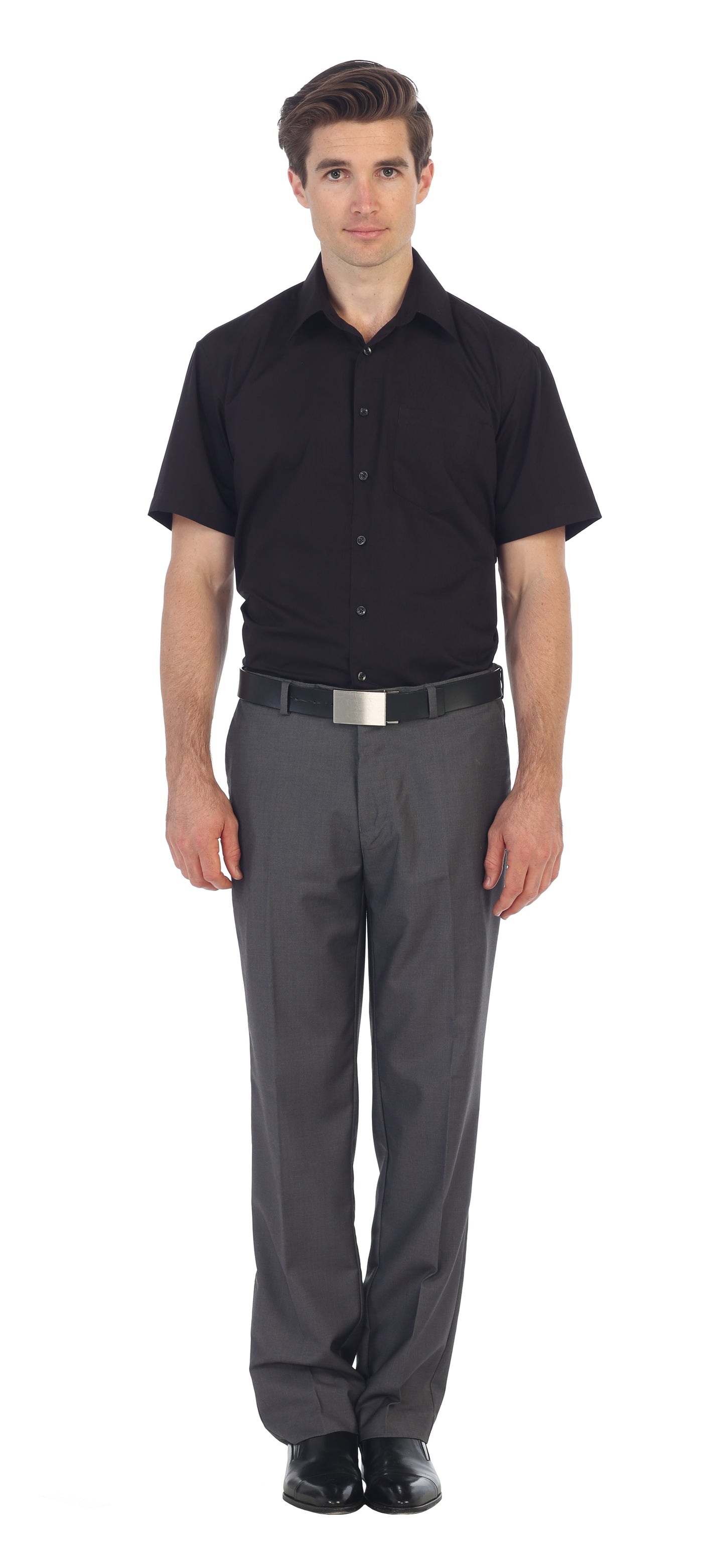Men's Short Sleeve Solid Dress Shirt