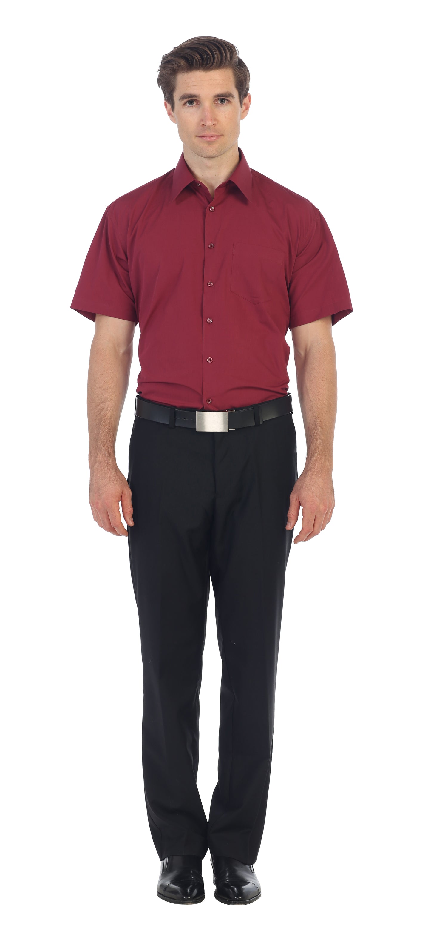 Men's Short Sleeve Solid Dress Shirt