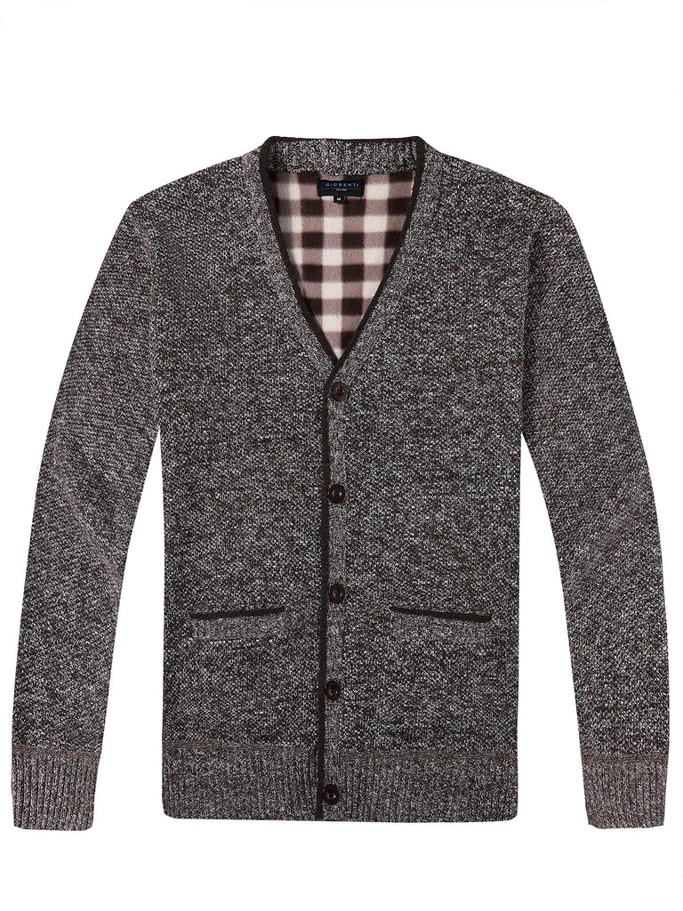 MEN'S LONG SLEEVE V-NECK BUTTON DOWN CARDIGAN SWEATER WITH POCKET