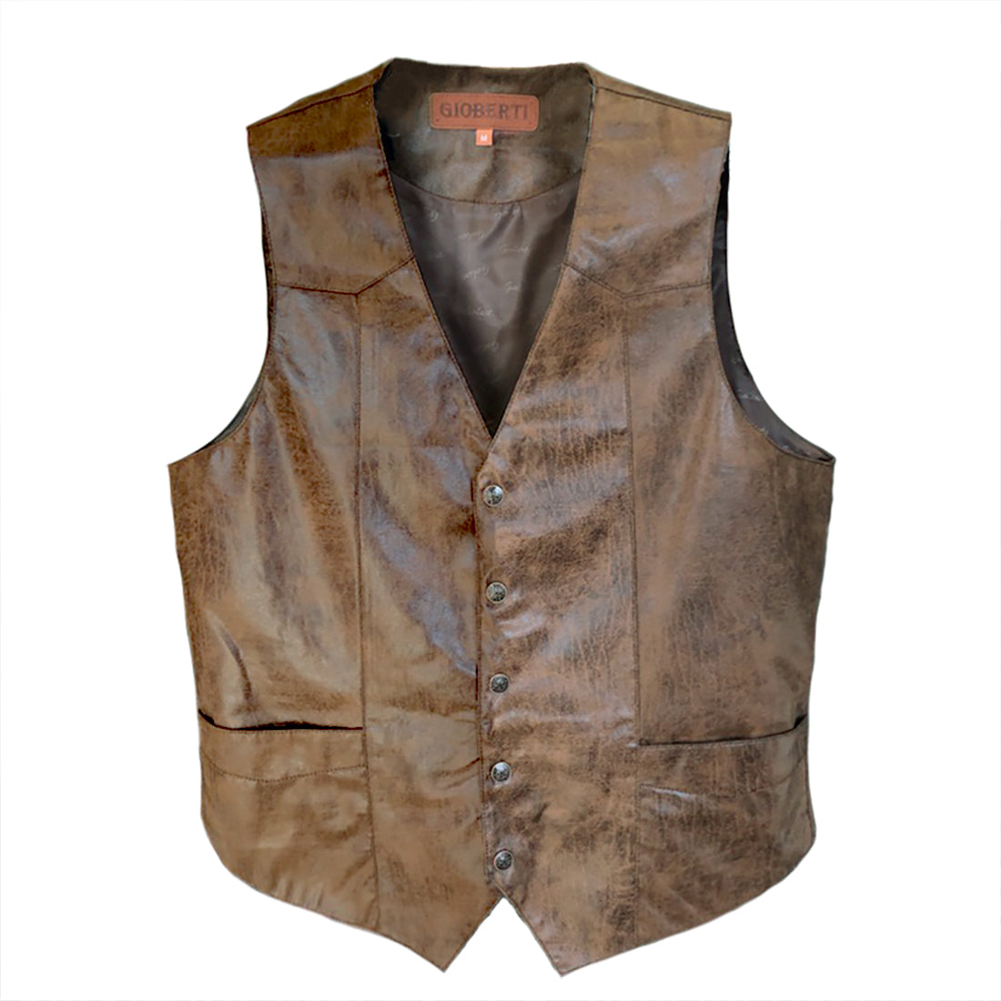 MEN'S 5 BUTTON FAUX LEATHER VEST