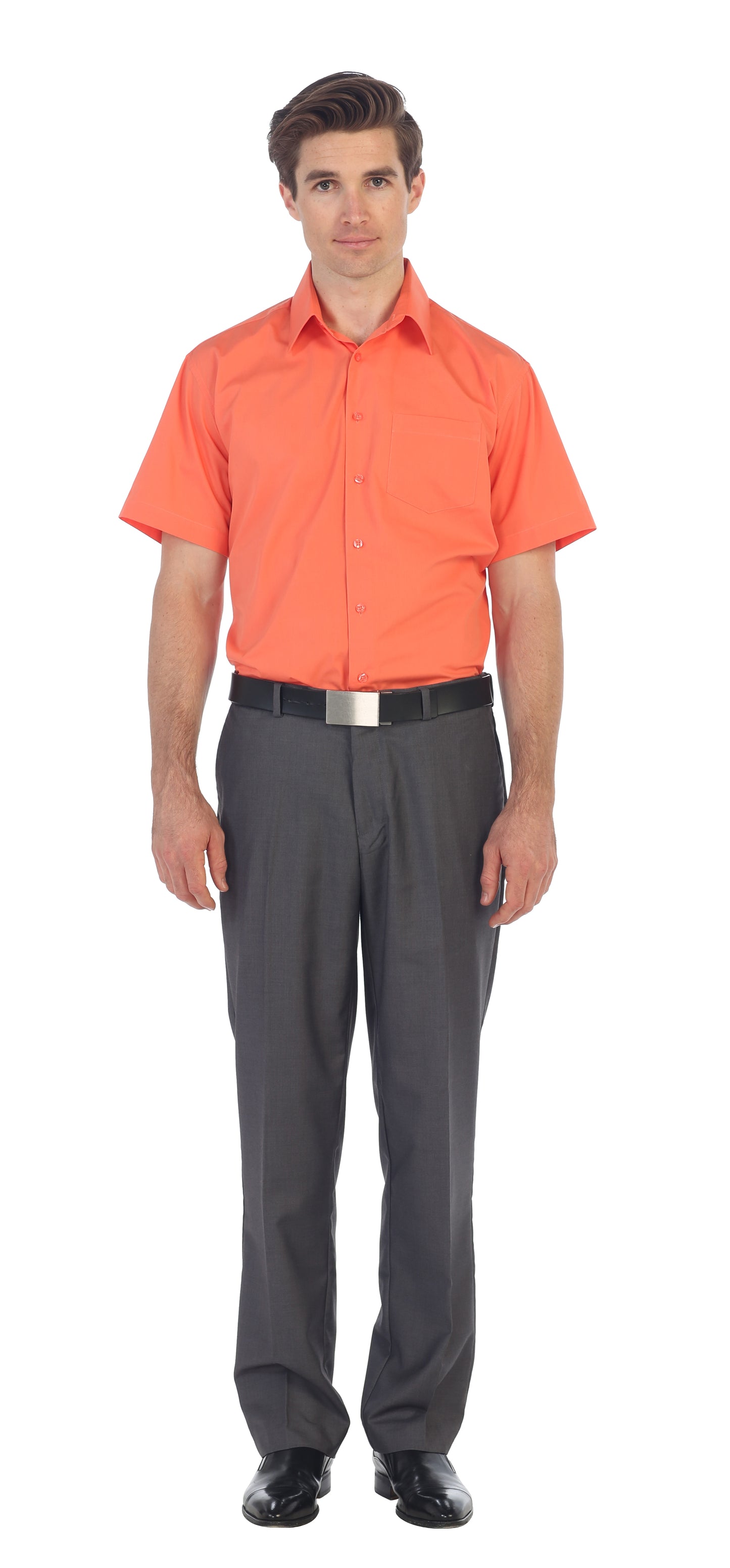 Men's Short Sleeve Solid Dress Shirt