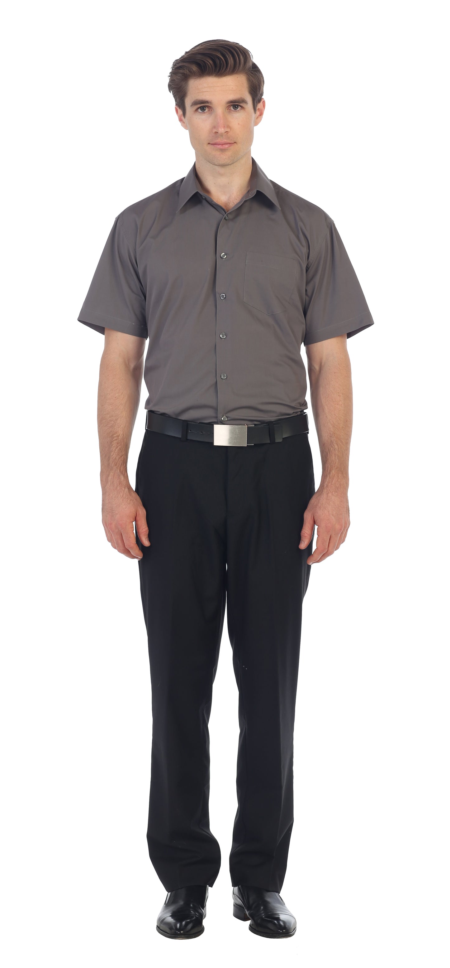 Men's Short Sleeve Solid Dress Shirt