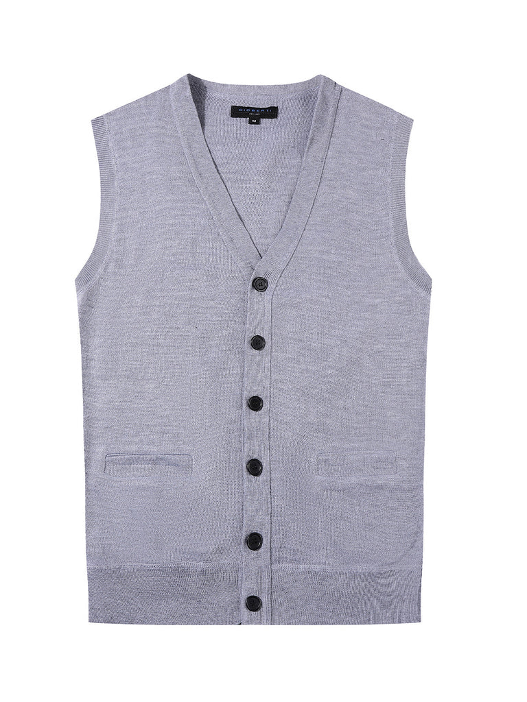 Mens V-Neck Button Down Knitted Cardigan Vest