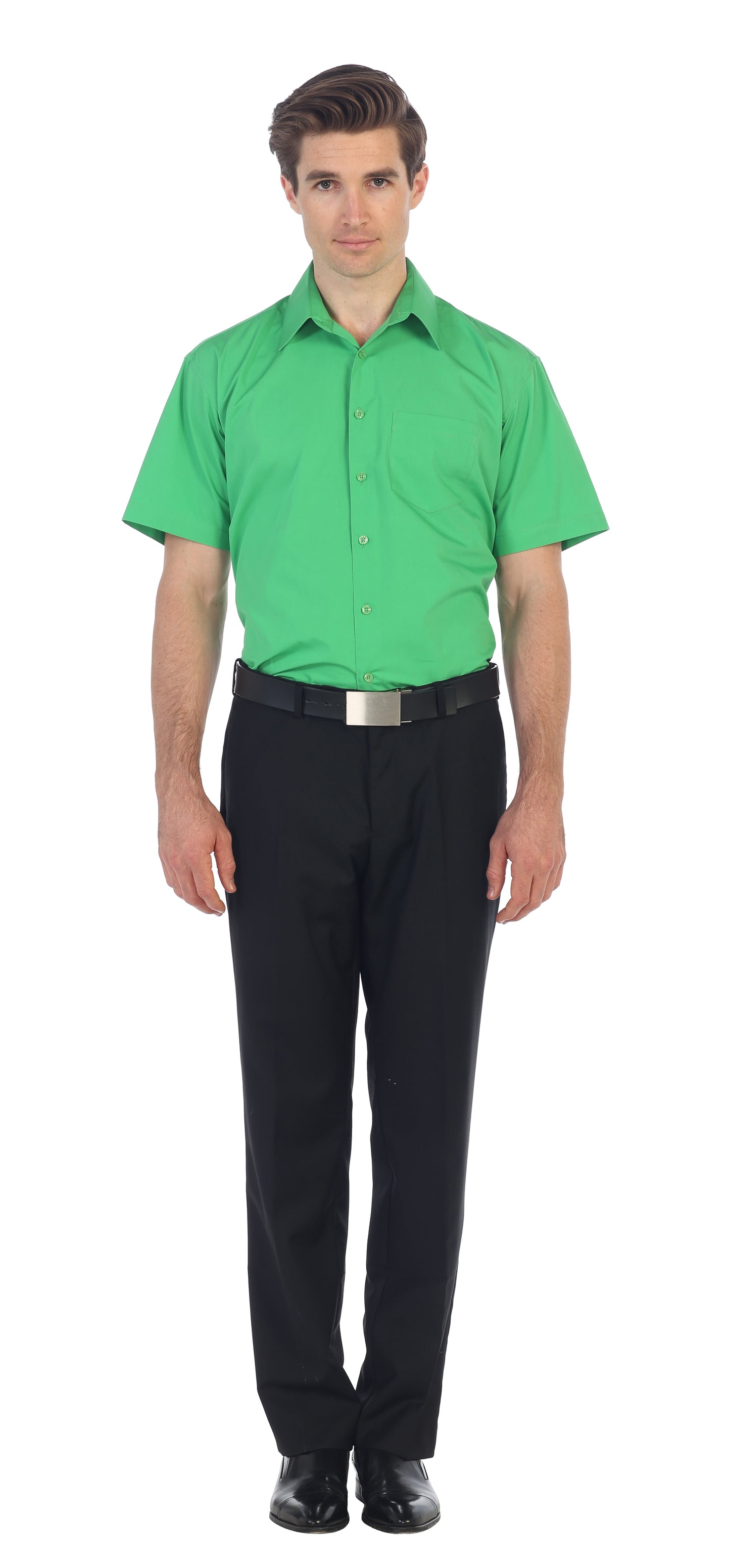 Men's Short Sleeve Solid Dress Shirt
