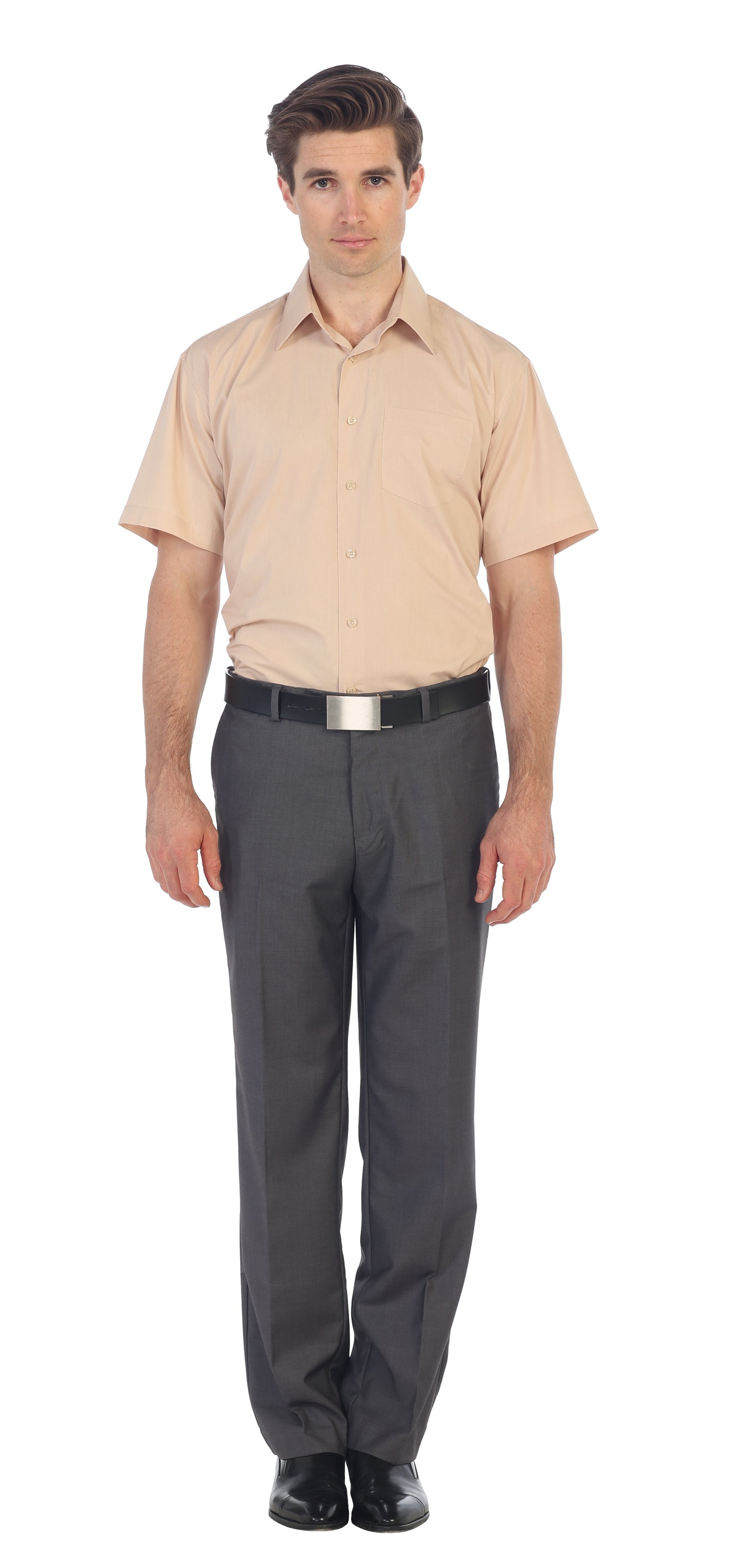Men's Short Sleeve Solid Dress Shirt