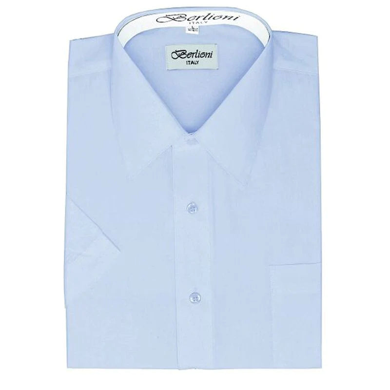Men's solid dress shirt short sleeves