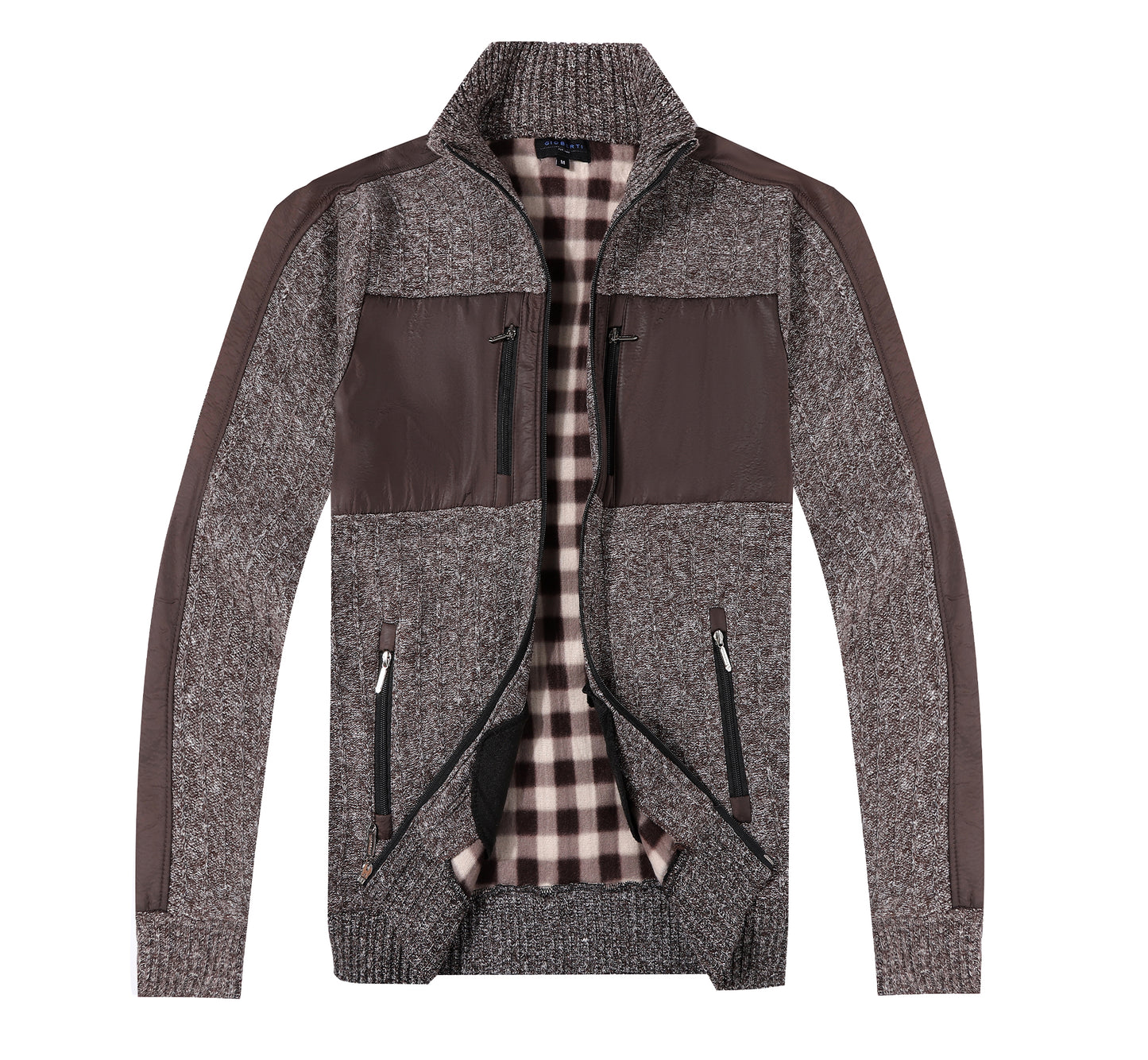 MEN'S LONG SLEEVE FULL ZIP KNITTED CARDIGAN SWEATER