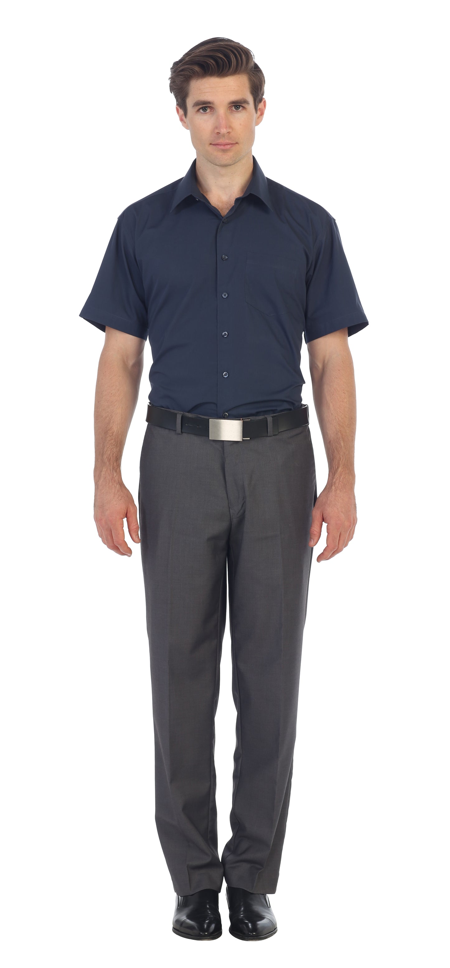 Men's Short Sleeve Solid Dress Shirt