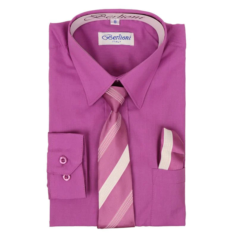 BOYS SOLID DRESS FORMAL SHIRT
