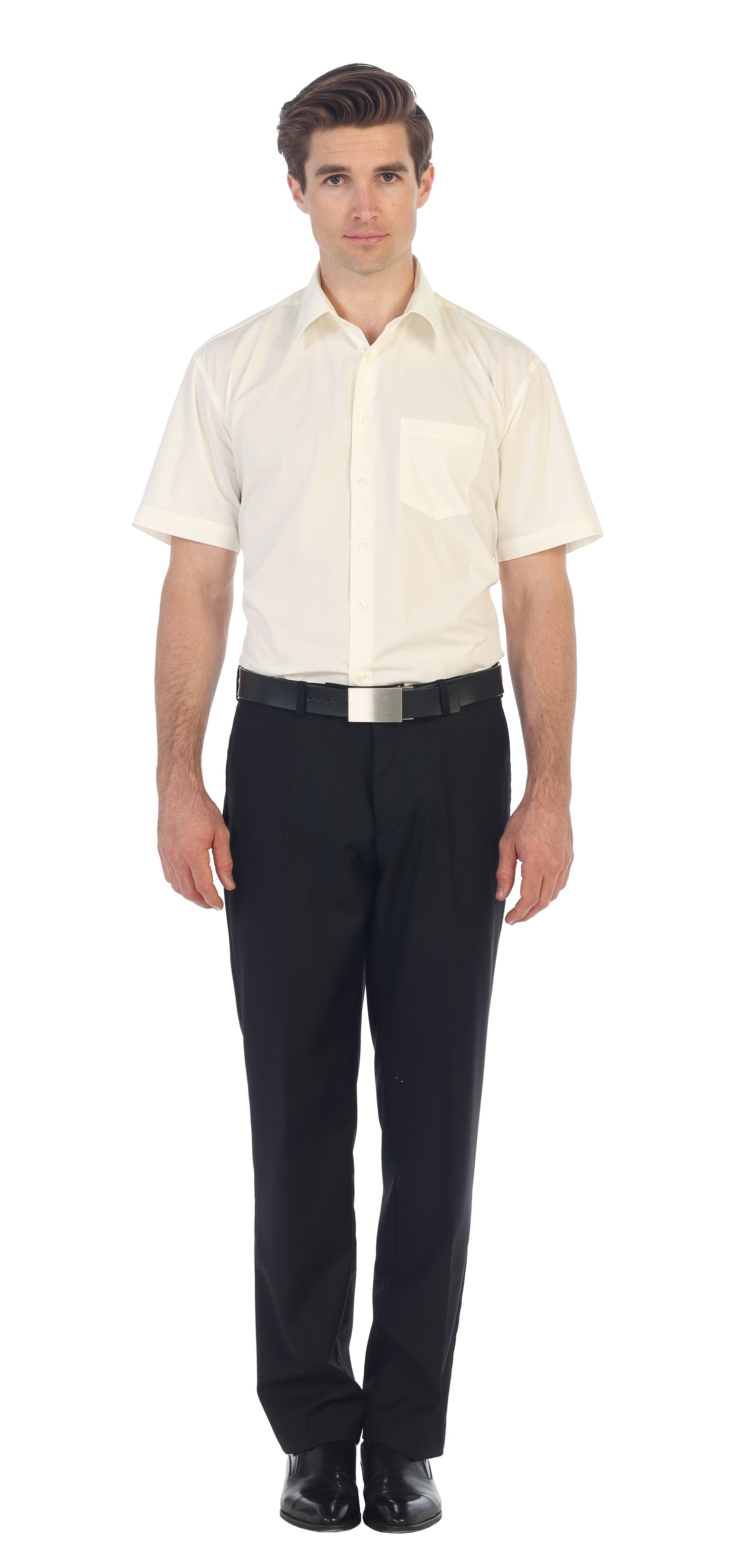 Men's Short Sleeve Solid Dress Shirt
