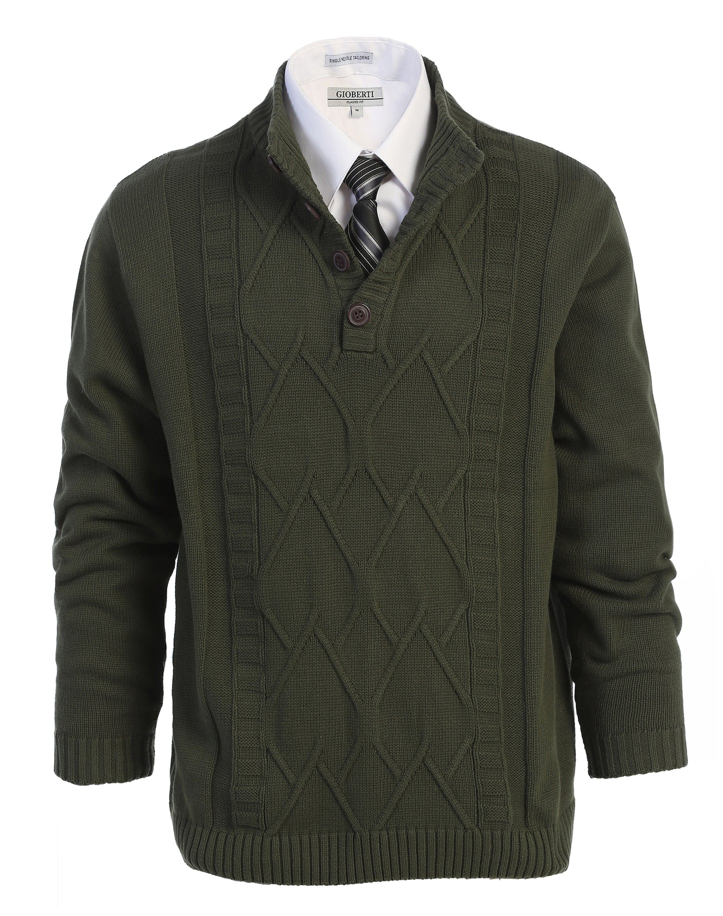 MEN'S 3 BUTTON DOWN COLLAR KNITTED PULLOVER SWEATER