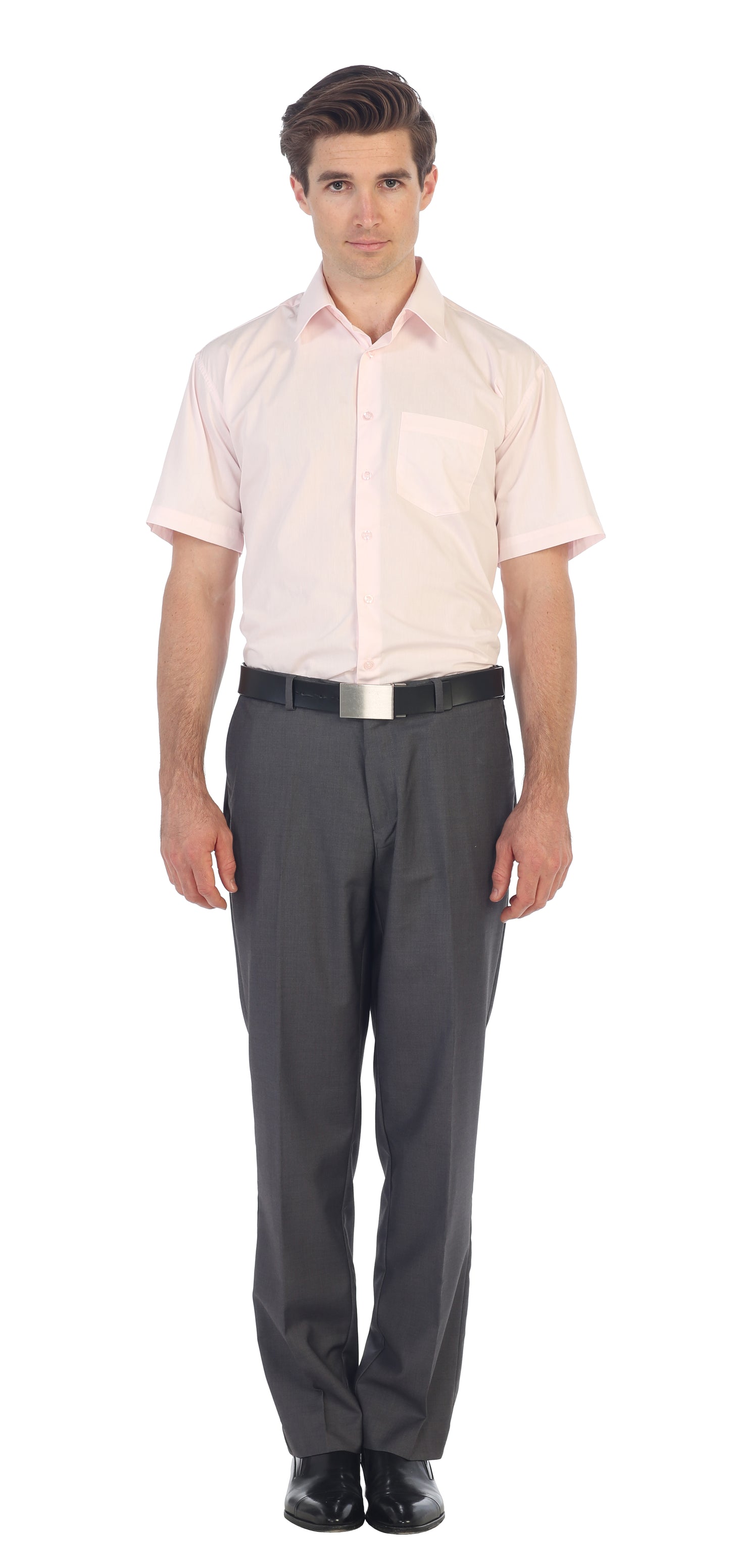 Men's Short Sleeve Solid Dress Shirt
