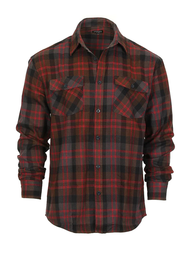Men's Long Sleeve Plaid Flannel Shirt with pocket-B
