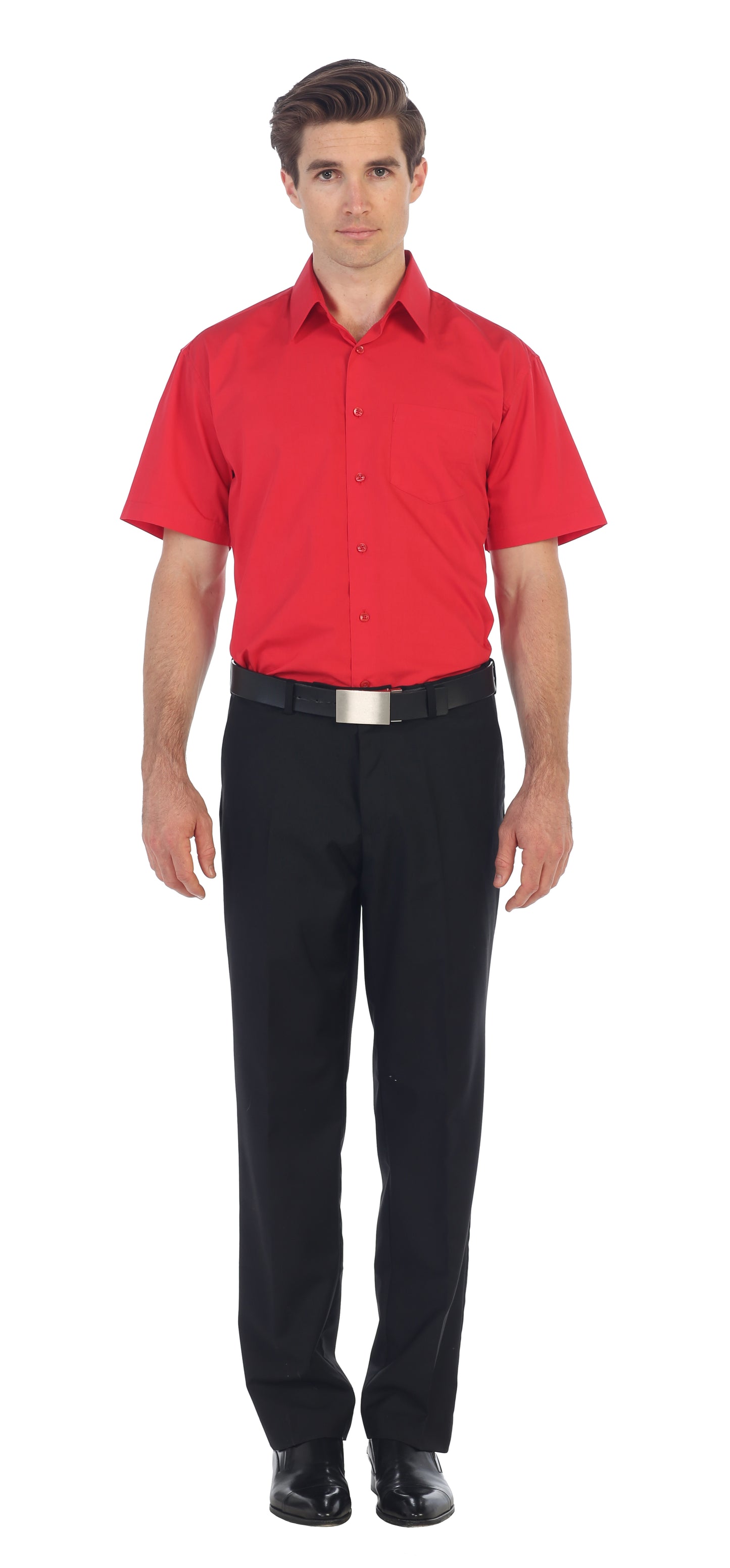 Men's Short Sleeve Solid Dress Shirt