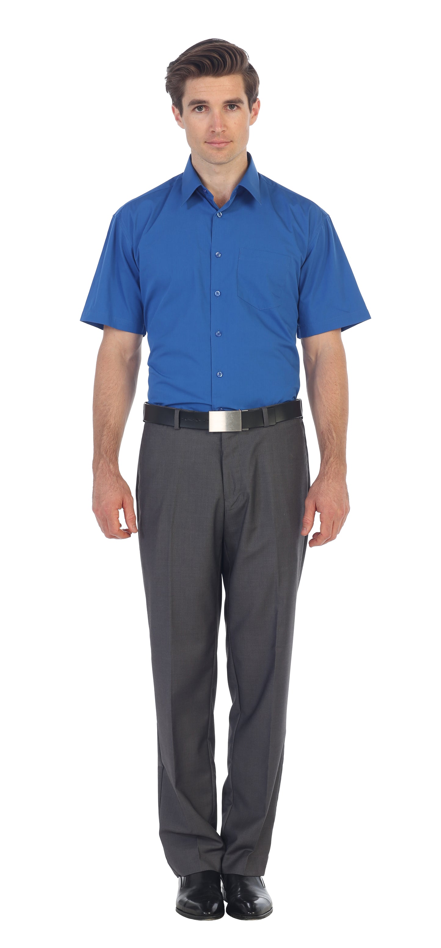 Men's Short Sleeve Solid Dress Shirt