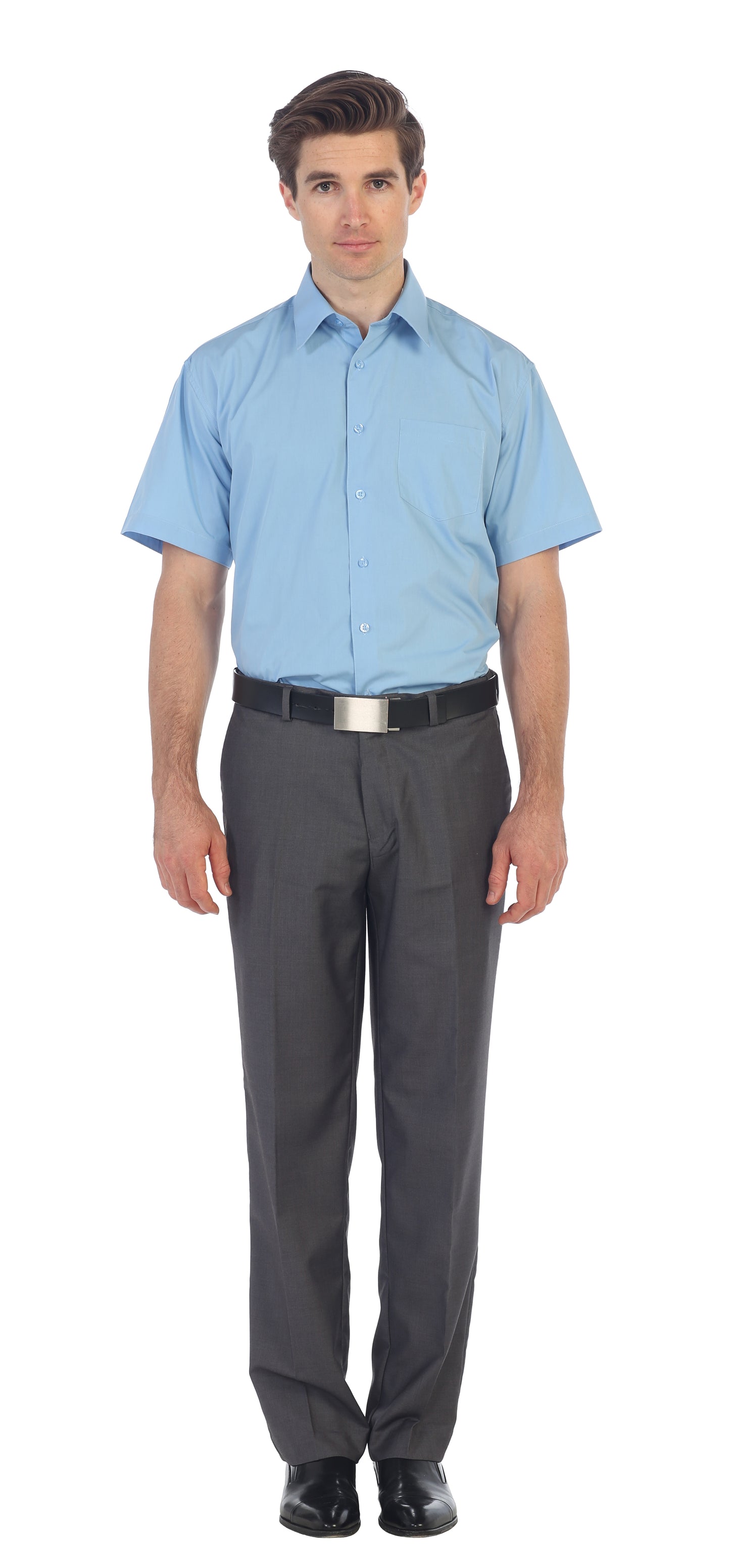 Men's Short Sleeve Solid Dress Shirt