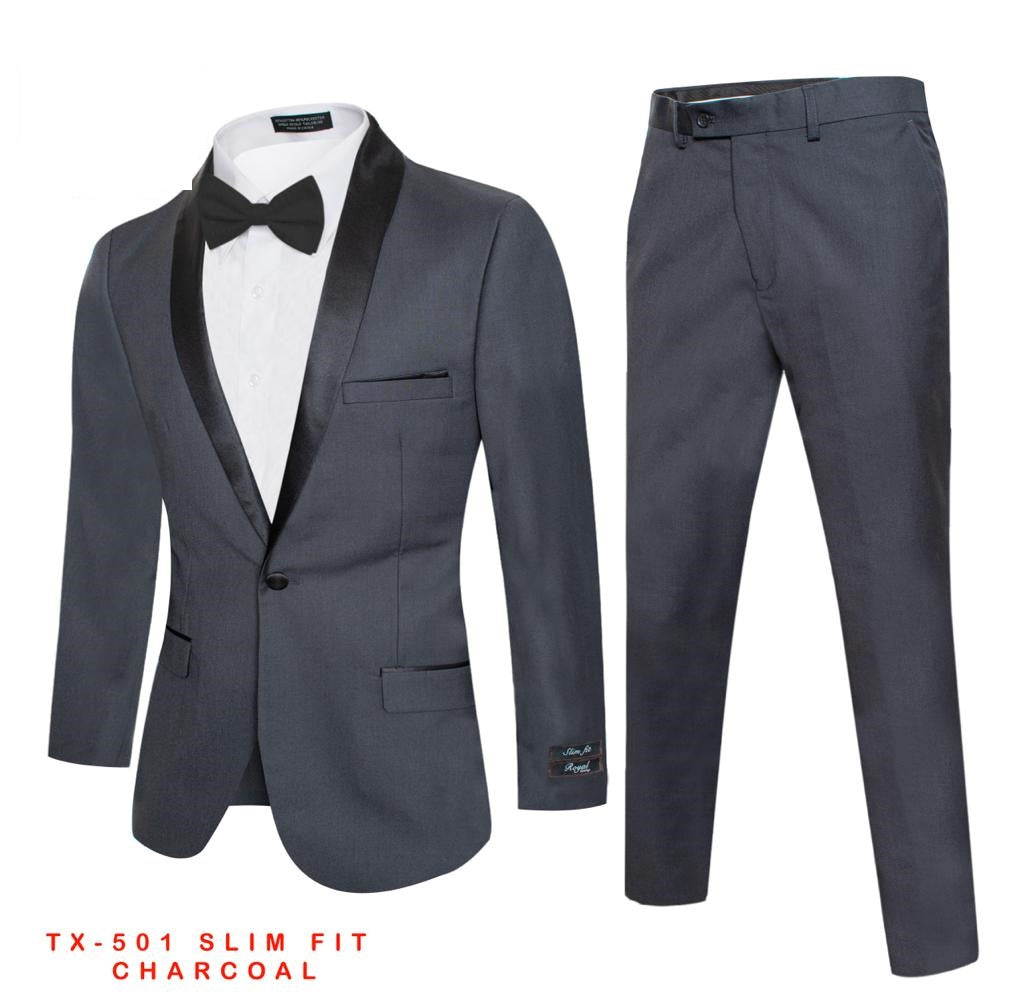 Men's Charcoal Tuxedo Slim Fit (2 PCS)