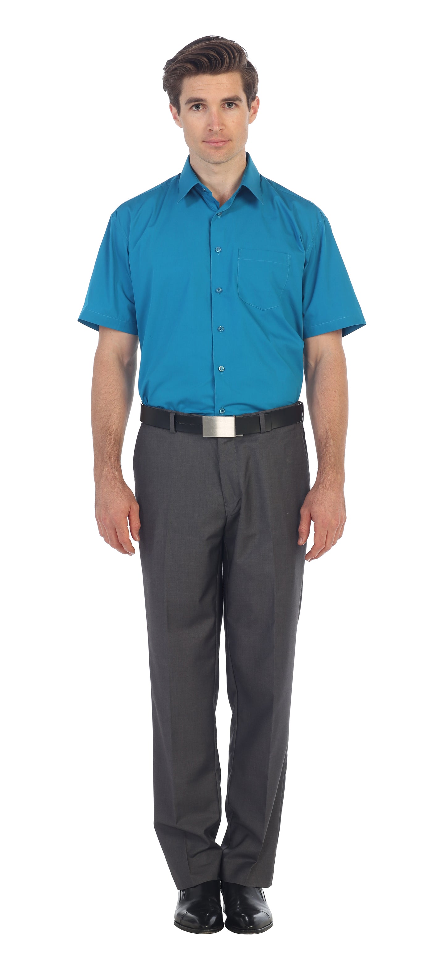 Men's Short Sleeve Solid Dress Shirt