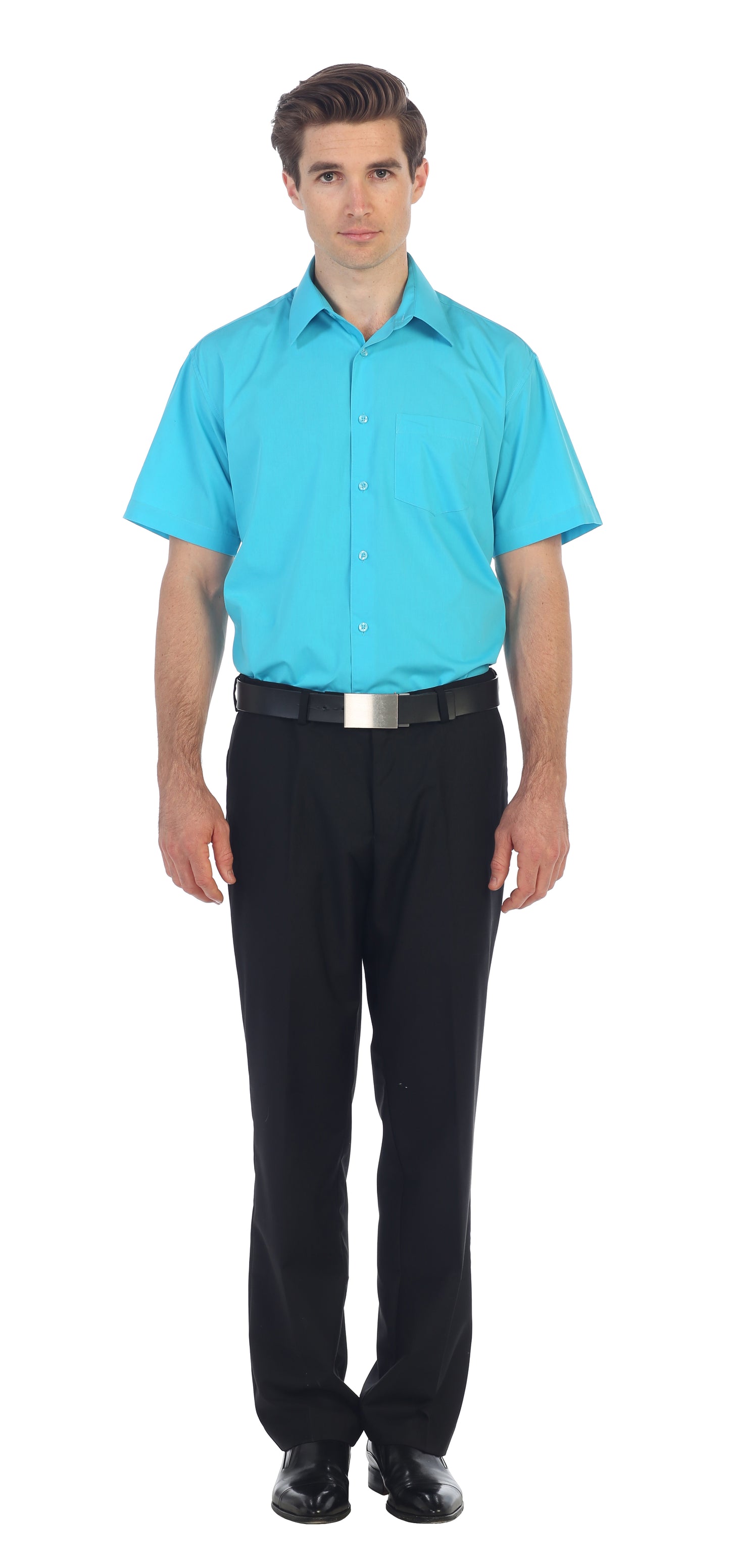 Men's Short Sleeve Solid Dress Shirt