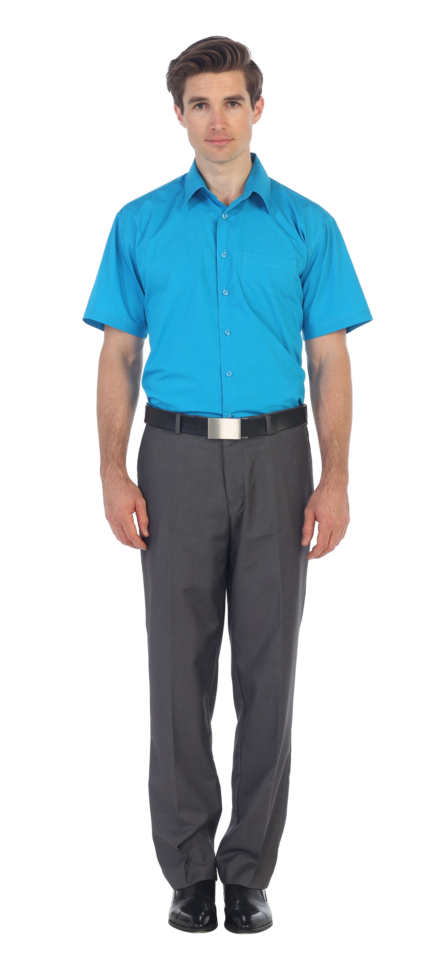 Men's Short Sleeve Solid Dress Shirt