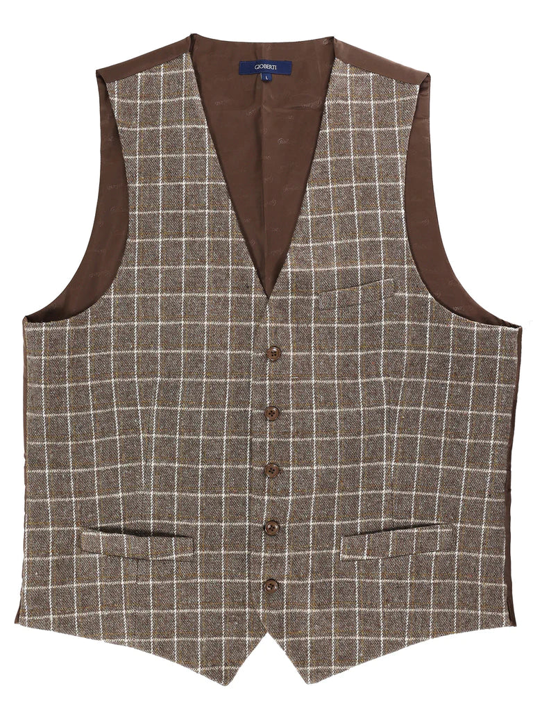 MEN'S 5 BUTTON CASUAL FORMAL TWEED SUIT VEST