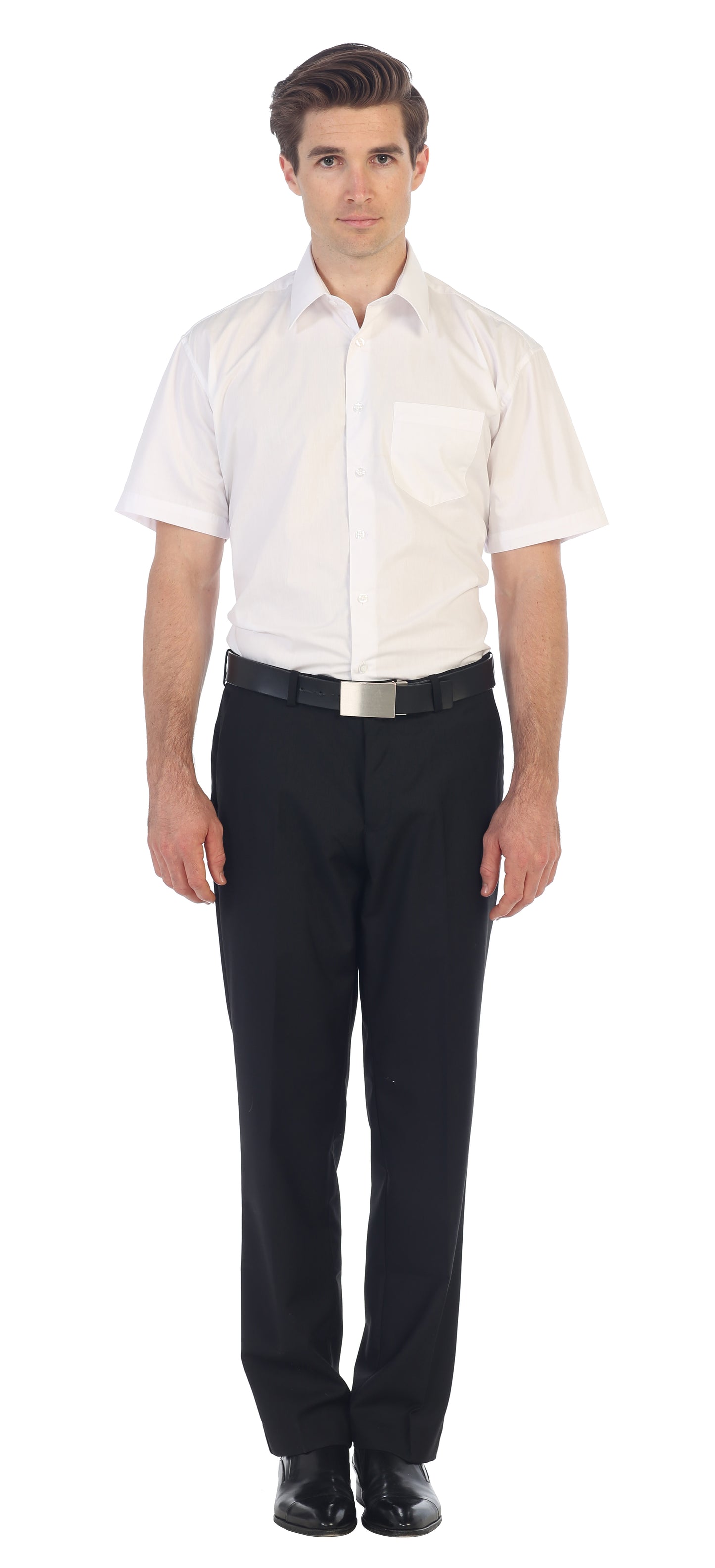 Men's Short Sleeve Solid Dress Shirt