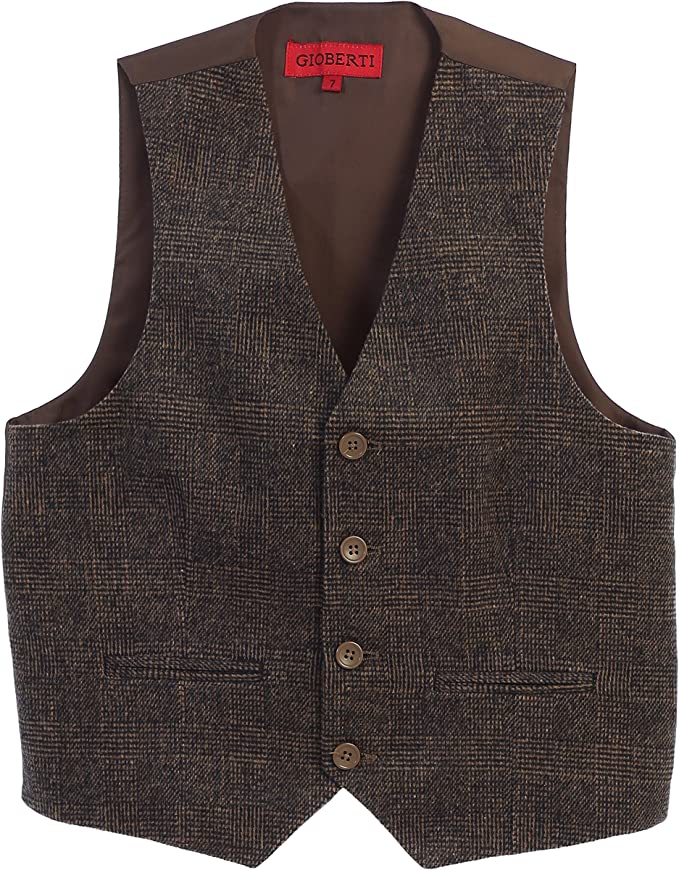 2 Piece Tweed Plaid Vest and Pants Set