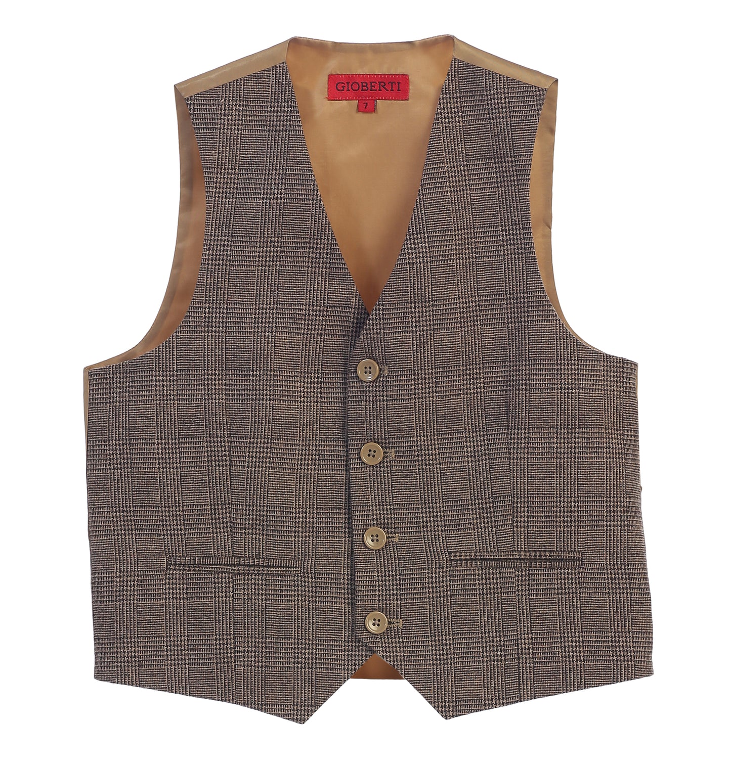 Boys 2 Piece Tweed Plaid Vest and Pants Set