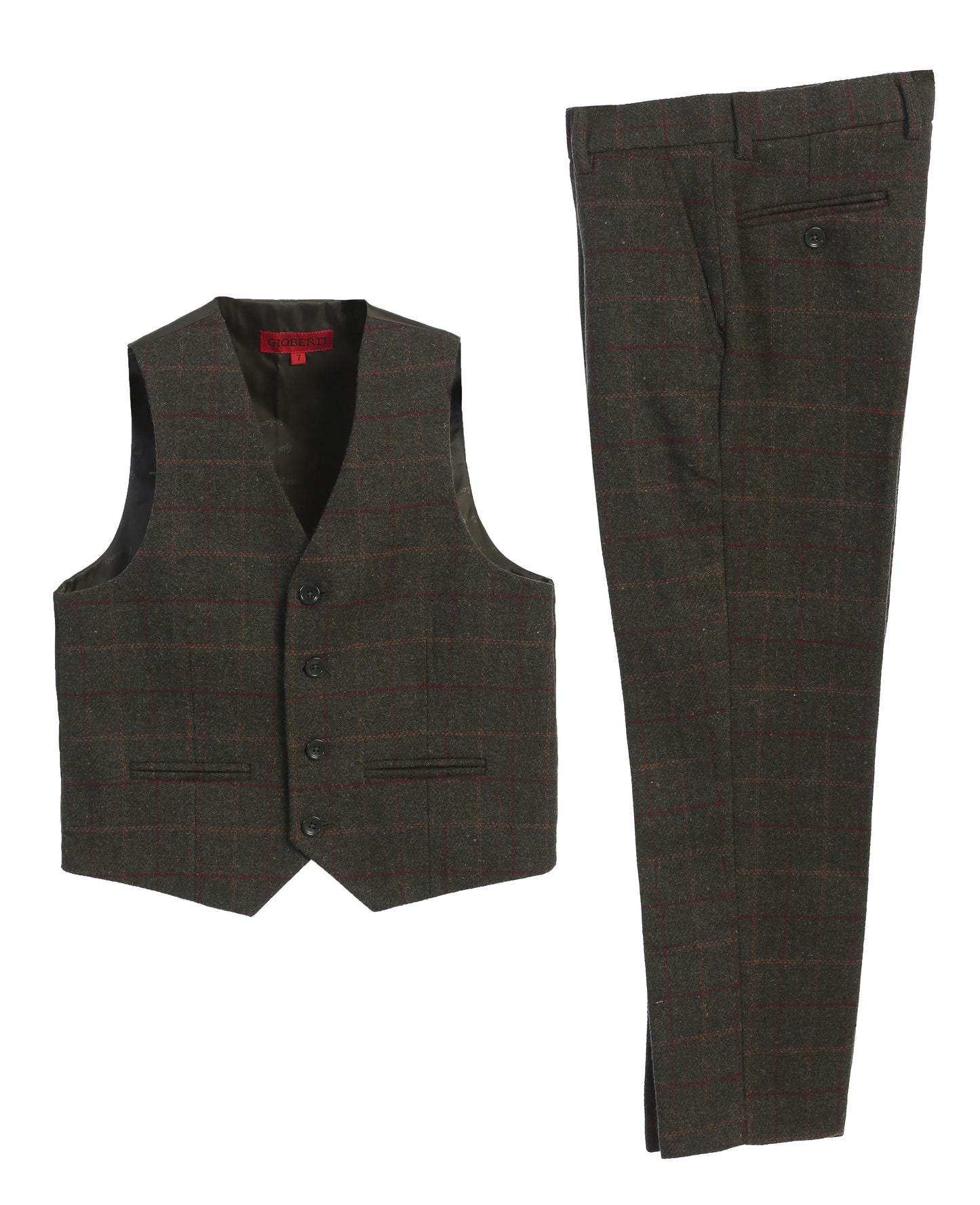 2 Piece Tweed Plaid Vest and Pants Set
