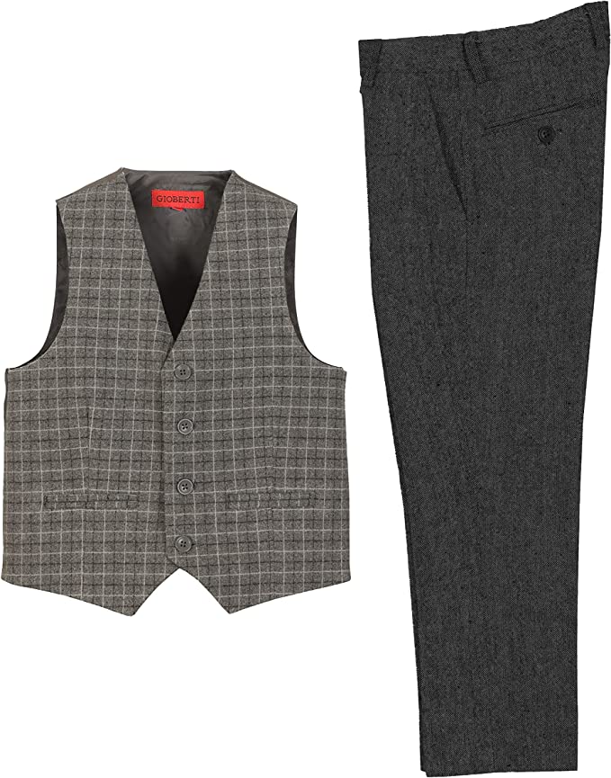2 Piece Tweed Plaid Vest and Pants Set