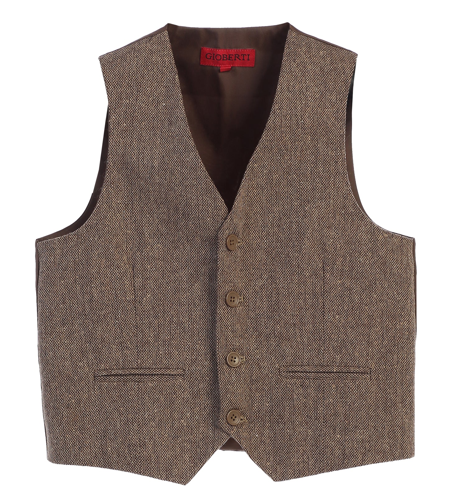 Boys 2 Piece Tweed Plaid Vest and Pants Set