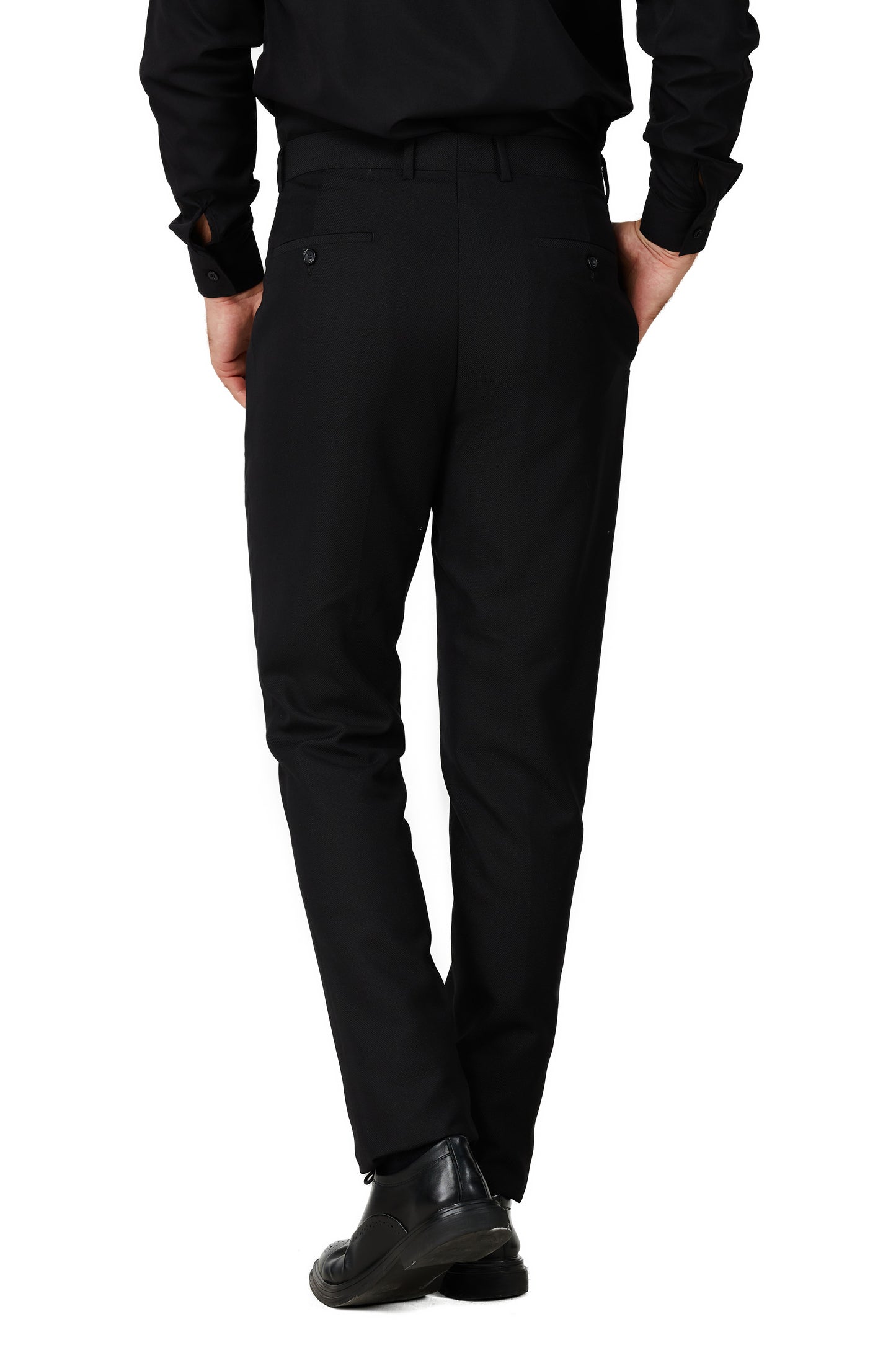Men's Solid Black Notched Lapel Suit Slim Fit (3 PCS)