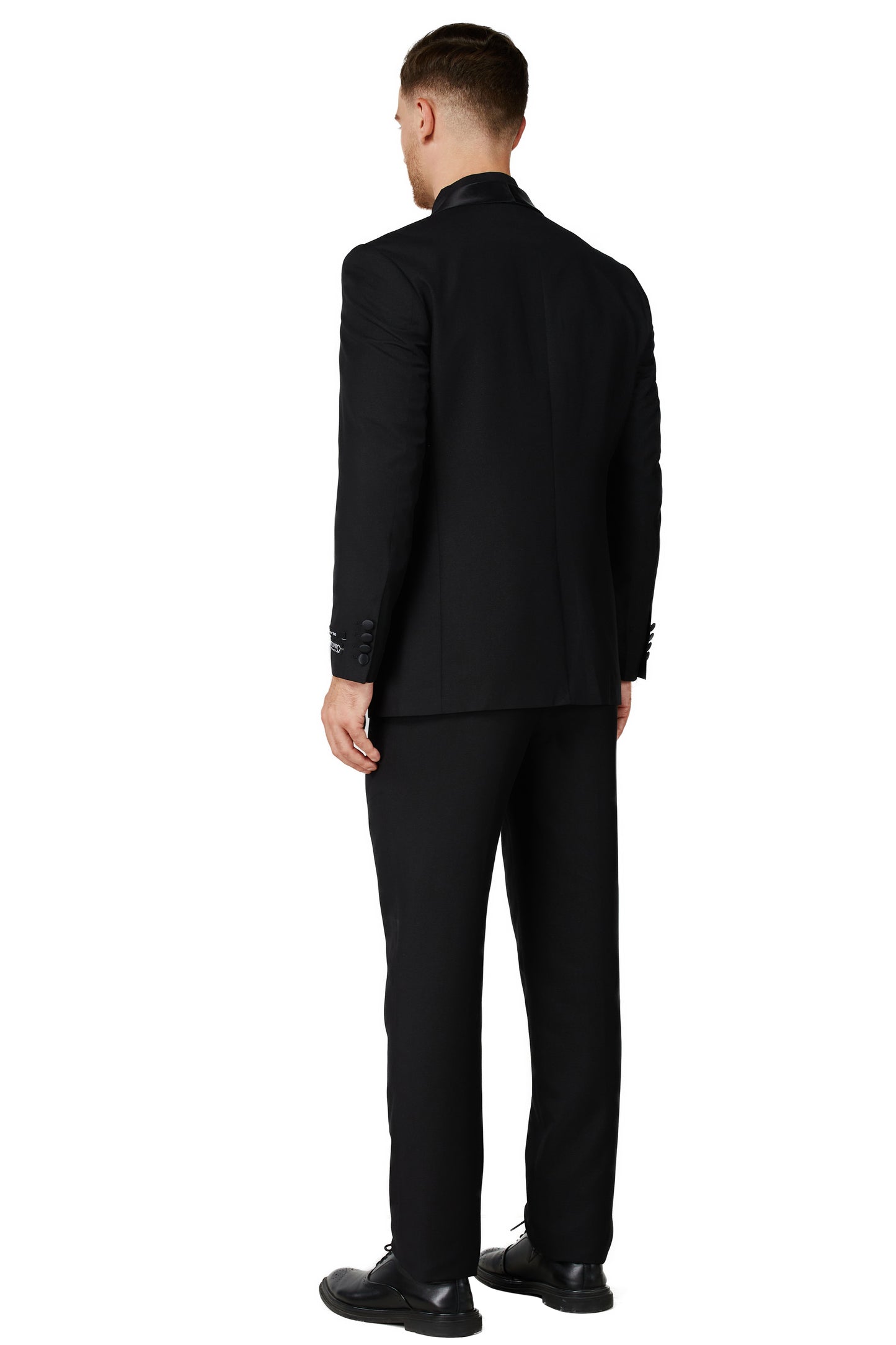 Men's Solid Black Notched Lapel Suit Slim Fit (3 PCS)