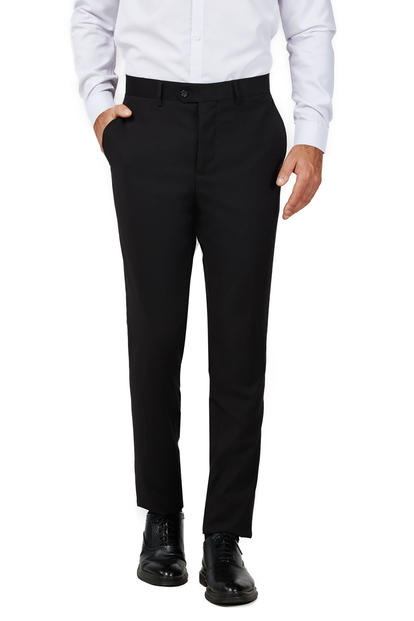 Men's Solid Black Notched Lapel Suit Slim Fit (3 PCS)