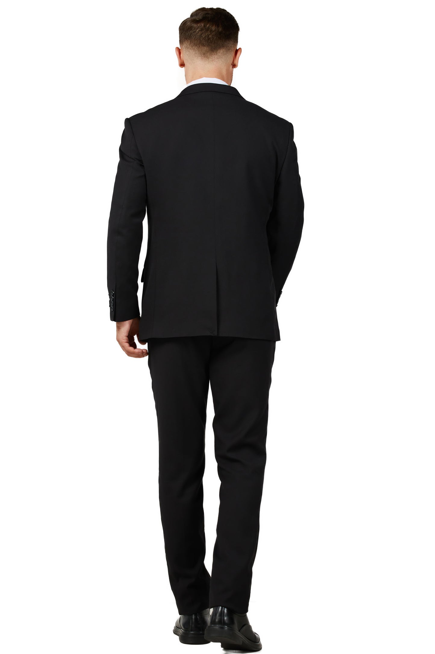 Men's Solid Black Notched Lapel Suit Slim Fit (3 PCS)