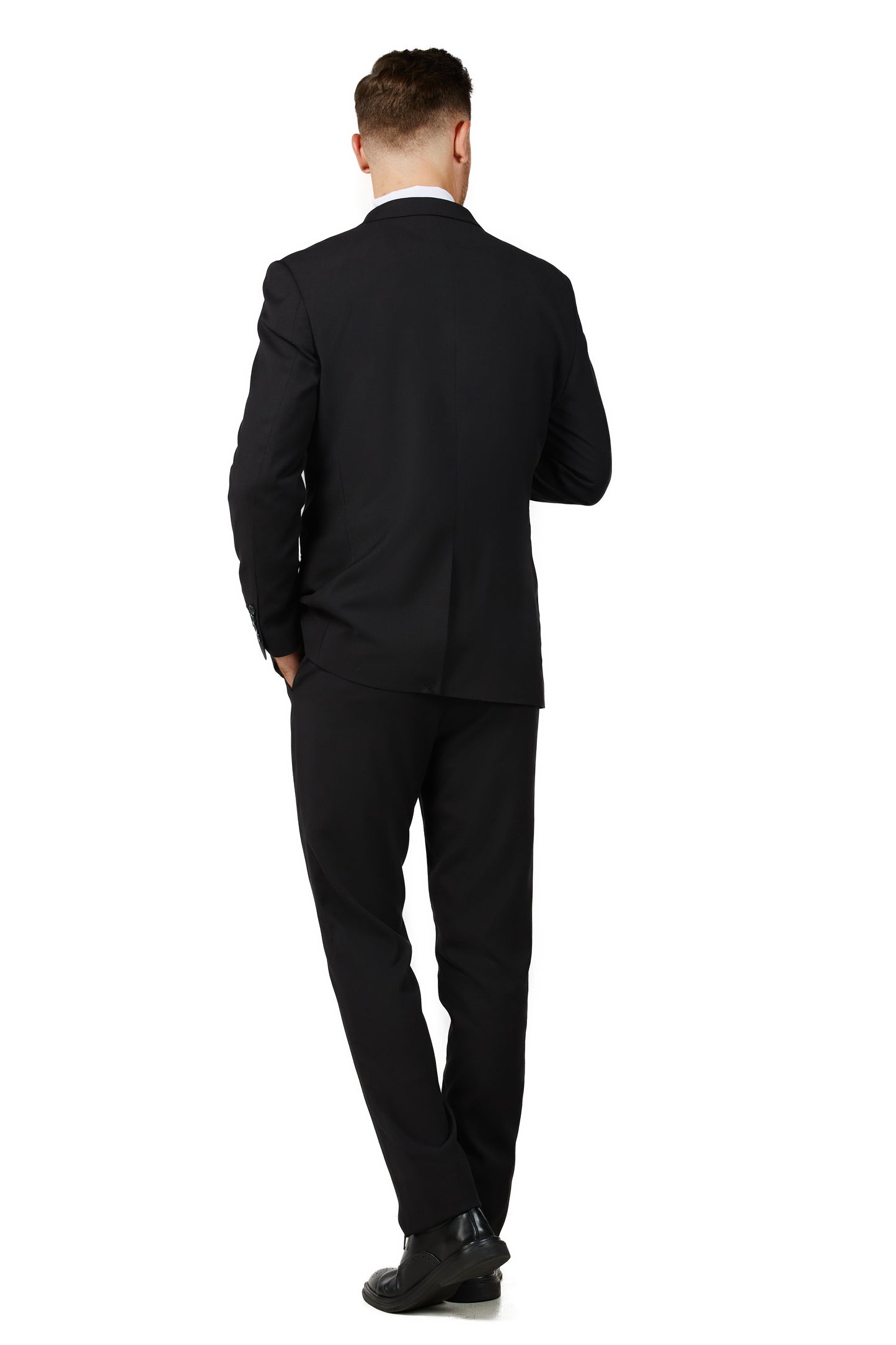 Men's Solid Black Notched Lapel Suit Slim Fit (3 PCS)