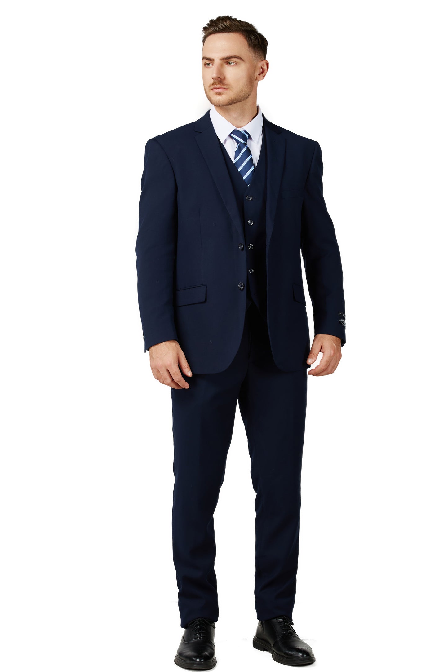 Men's Dark Navy Notched Lapel Suit Slim Fit (3 PCS)
