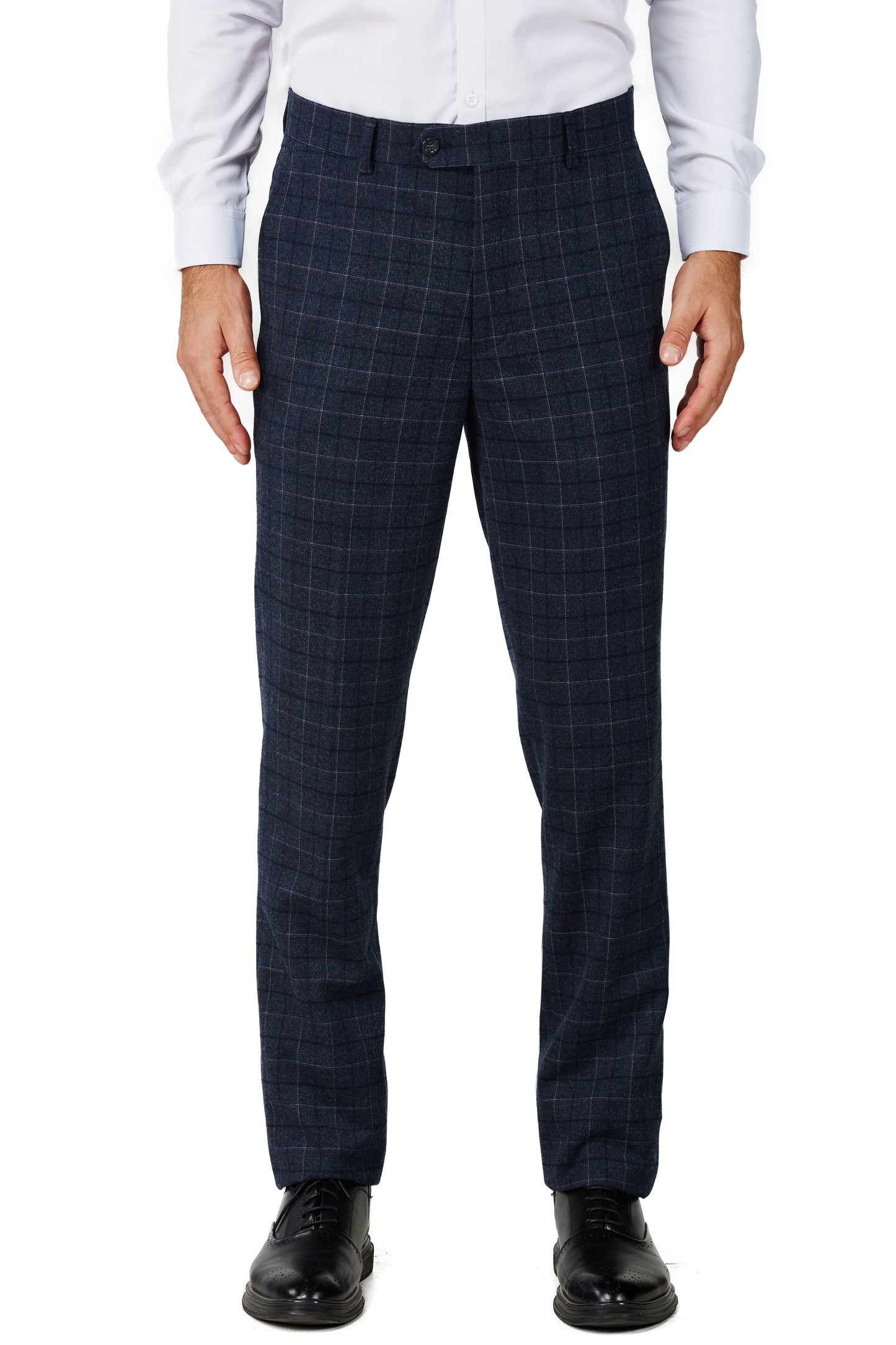 Men's Charcoal Blue Checker Notched Lapel Suit Slim Fit (3 PCS)