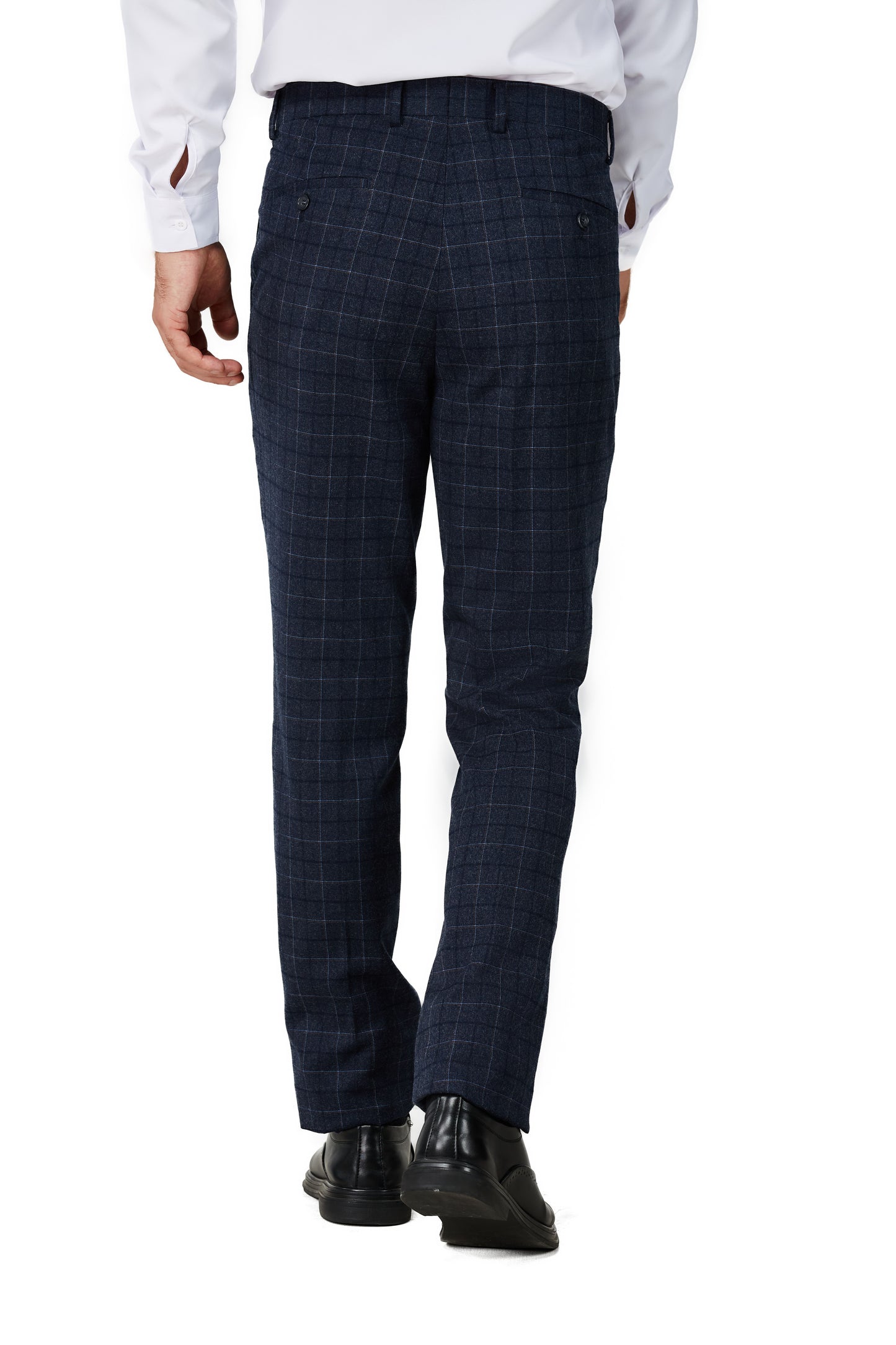 Men's Charcoal Blue Checker Notched Lapel Suit Slim Fit (3 PCS)