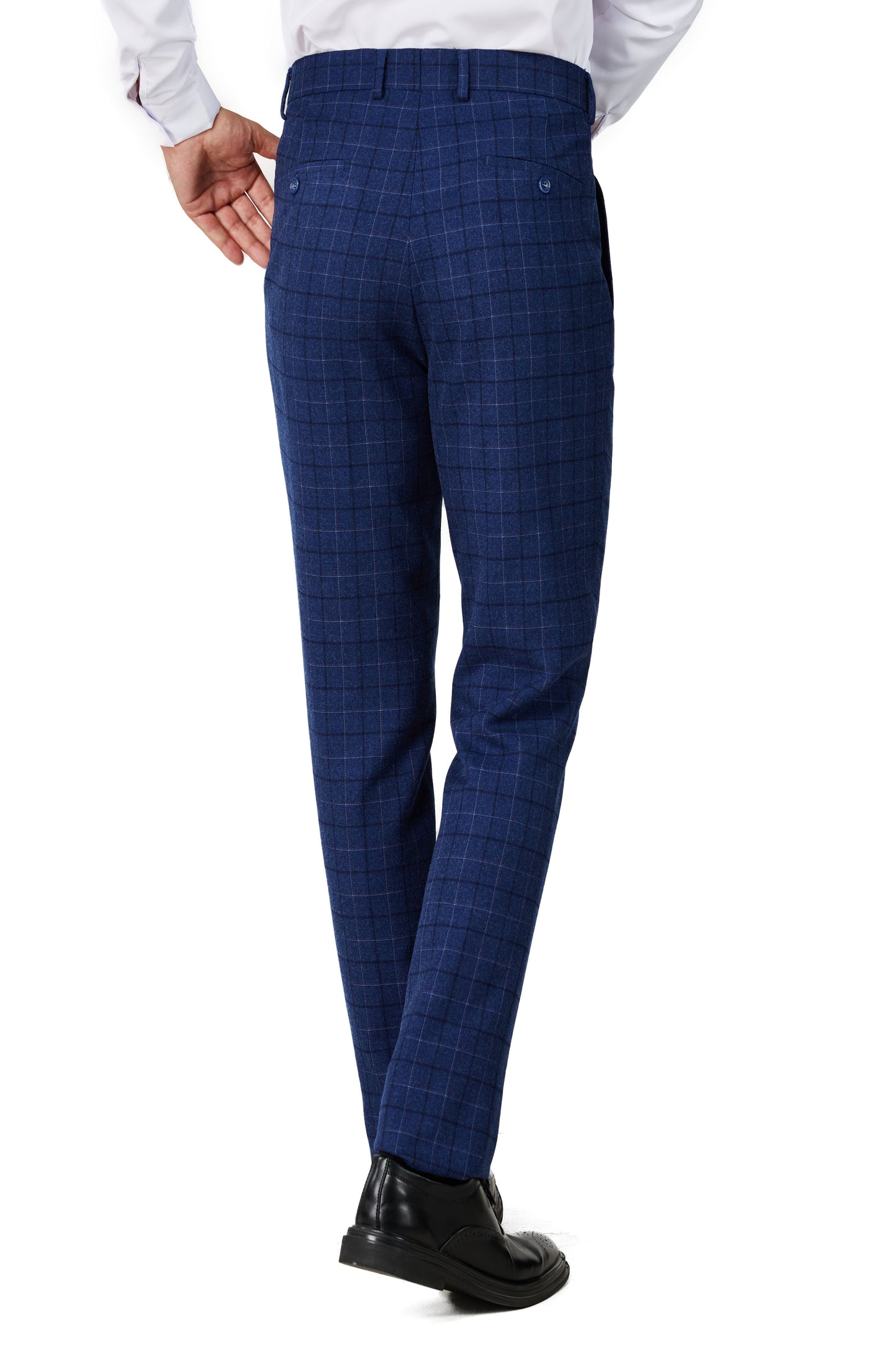 Men's Royal Blue Checker Notched Lapel Suit Slim Fit (3 PCS)