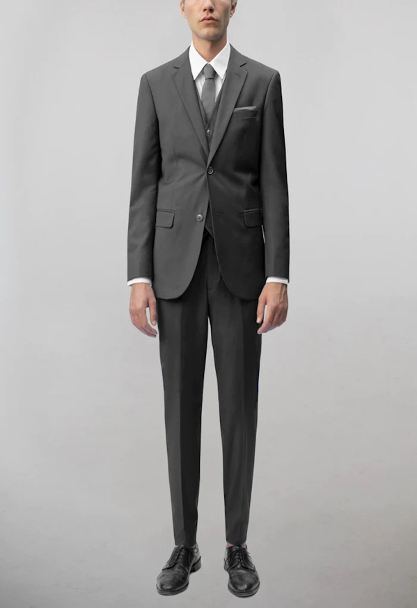 Men's Charcoal Notched Lapel Suit Slim Fit (3 PCS)