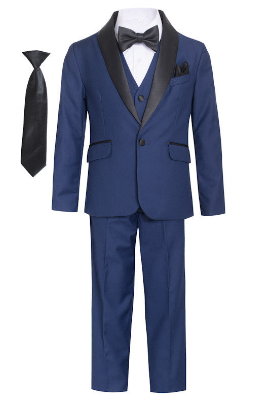 Boys formal Navy Shawl Lapel tuxedo suit (7 pcs)