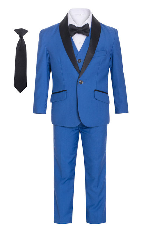 Boys Formal Blue Shawl Lapel tuxedo suit (7 pcs)
