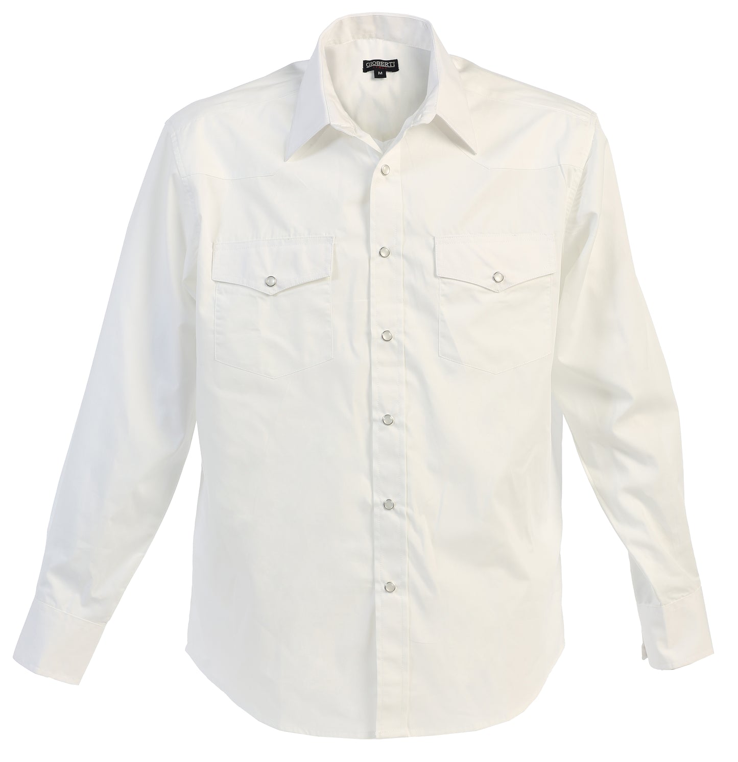 Men’s Solid Long Sleeve Western Shirt with Pearl Snap-on Buttons