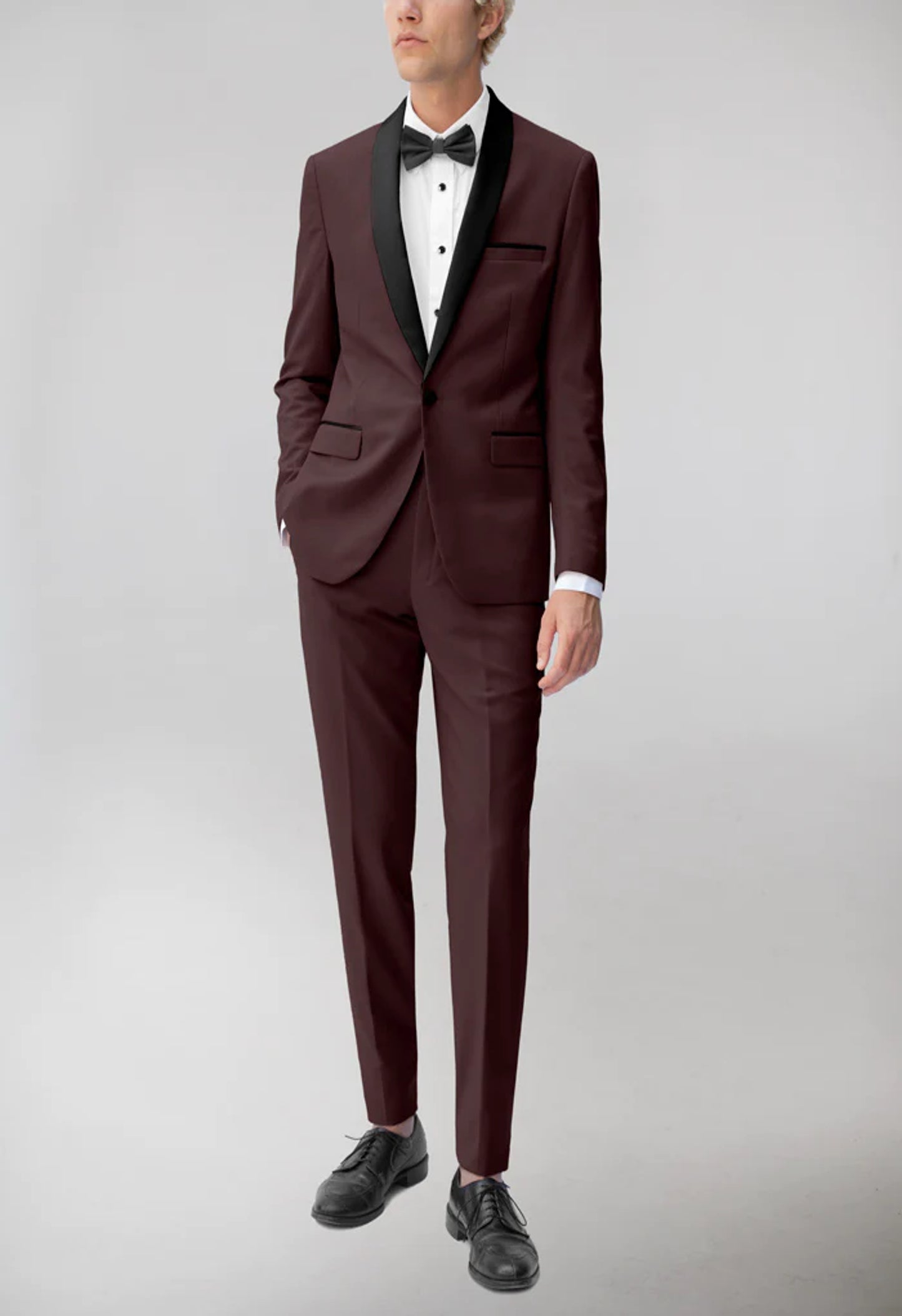 Men's Burgundy Shawl Lapel Suit Slim Fit (2 PCS)