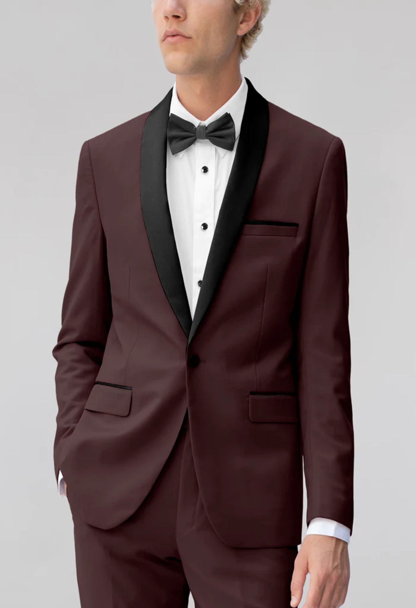 Men's Burgundy Shawl Lapel Suit Slim Fit (2 PCS)