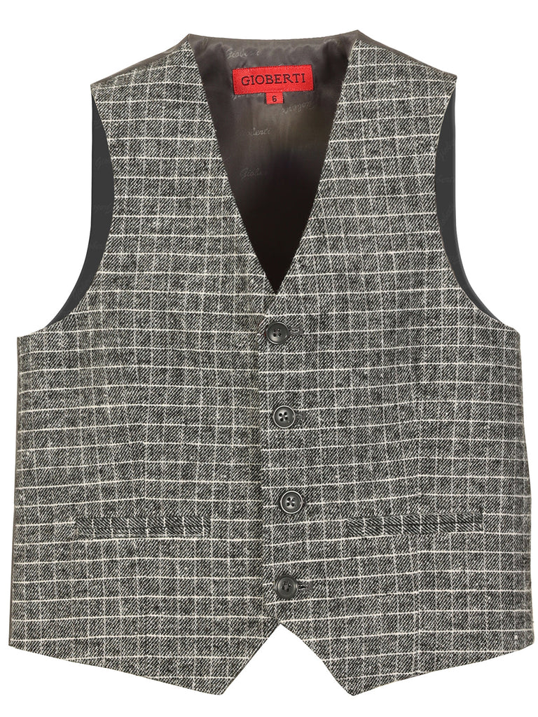 TODDLER'S, KID'S AND BOYS 4 BUTTON CHECKERED FORMAL SUIT VEST