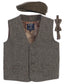 TODDLER'S, KID'S AND BOYS 3 PCS TWEED VEST, BOW TIE, AND CAP SET